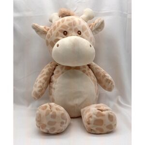 KellyToy Giraffe Plush Stuffed Animal Beige Spotted Baby Lovey Rattle Toy 20"